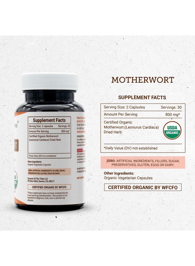 Secrets of the Tribe Secrets of the Tribe Motherwort Capsules 800 mg USDA Organic Motherwort (Leonurus Cardiaca) Dried Herb, Cardiovascular Support Supplement (60 Capsules) - Image 4