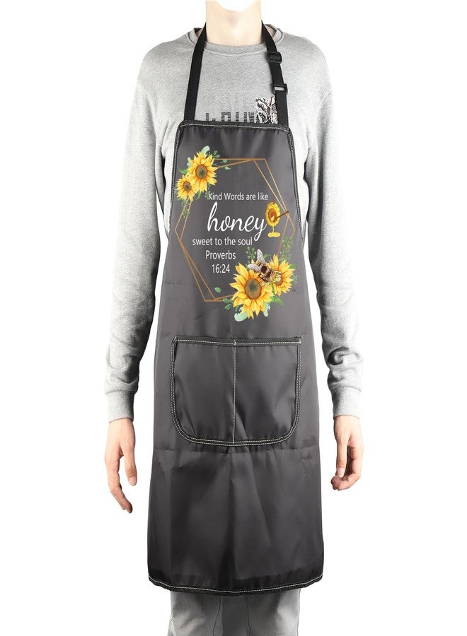 MBMSO Christian Aprons Proverbs 16:24 Religious Gifts Bible Verse Apron with Pockets Kind Words Are Like Honey Biblical apron (Proverbs 16:24 Apron-black) - Image 4