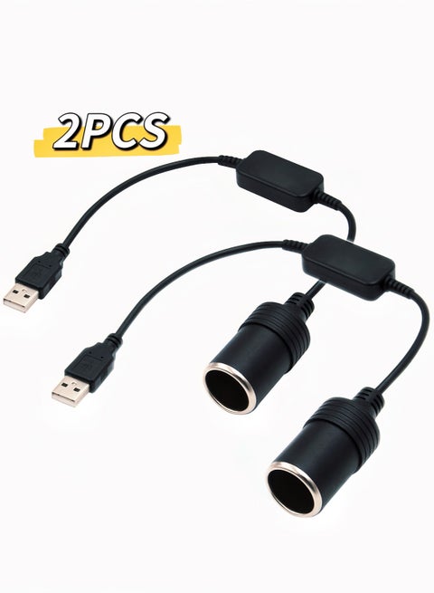 2PCS USB A Male to 12V Car C*garette Lighter Socket Female Converter Cable Suitable for Converting Dash Cams Car Ambient Lights (Max 8W)