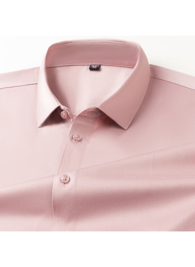 Fapai Men's Shirt In Pure Color Business Fashion Skin-friendly Long Sleeves [contains Mulberry Silk & Modal] - Image 3