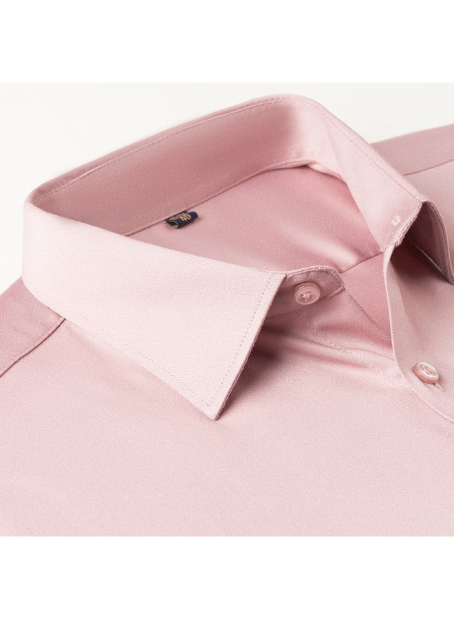 Fapai Men's Shirt In Pure Color Business Fashion Skin-friendly Long Sleeves [contains Mulberry Silk & Modal] - Image 4