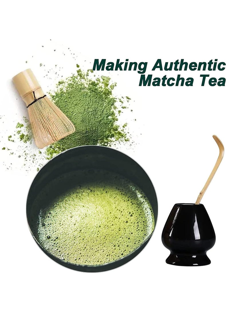 Matcha Whisk Set, 4pcs Japanese Tea Set,Matcha Whisk,Traditional Scoop, Matcha Bowl, Ceramic Whisk Holder,Traditional Matcha Tool Set for Matcha Tea Ceremony(White Discharge Powder) - Image 5