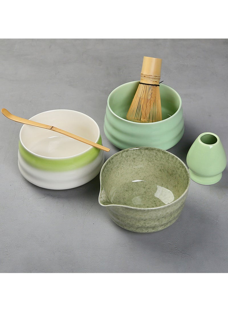 Matcha Whisk Set, 4pcs Japanese Tea Set,Matcha Whisk,Traditional Scoop, Matcha Bowl, Ceramic Whisk Holder,Traditional Matcha Tool Set for Matcha Tea Ceremony(White Discharge Powder) - Image 2