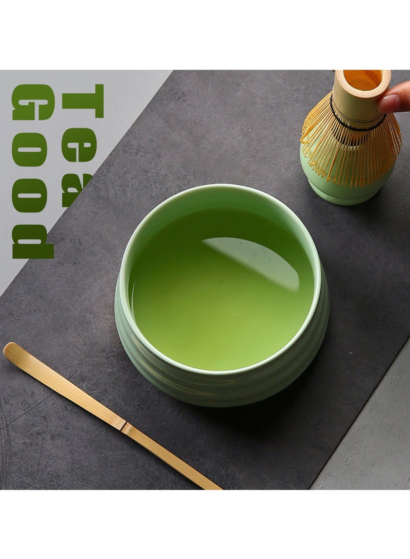 Matcha Whisk Set, 4pcs Japanese Tea Set,Matcha Whisk,Traditional Scoop, Matcha Bowl, Ceramic Whisk Holder,Traditional Matcha Tool Set for Matcha Tea Ceremony(White Discharge Powder) - Image 4