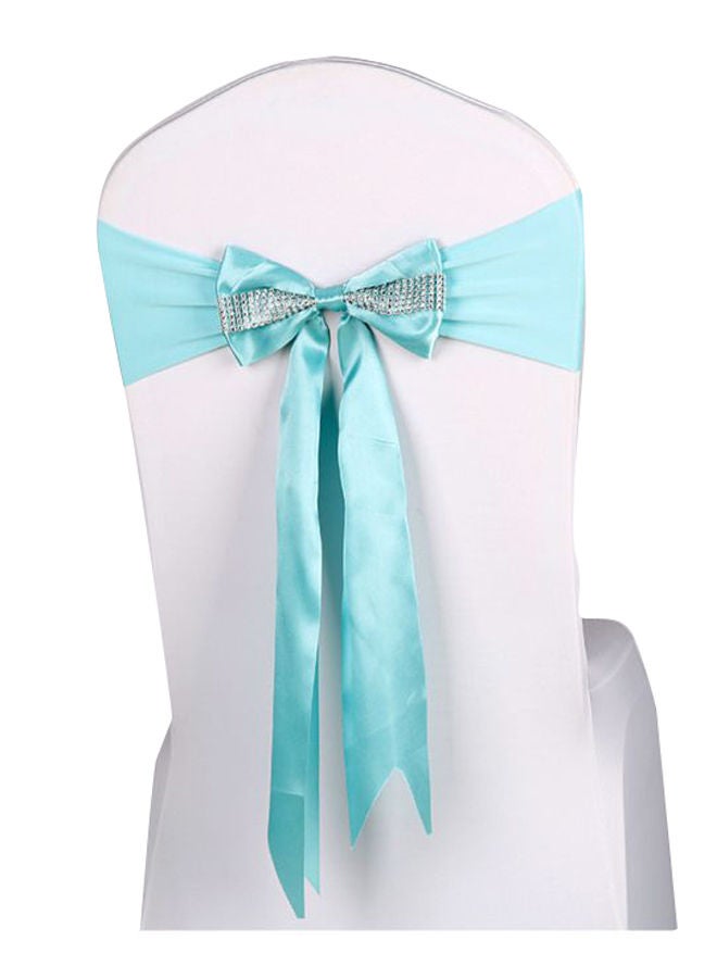 NIBEMINENT Sash Bow Elastic Chair Ribbon Back Cover Blue