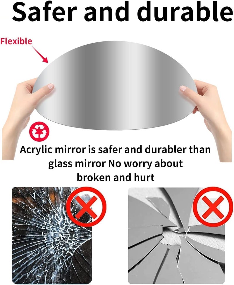 HOME CUBE 4 Pc Acrylic Frameless Adhesive Wall Mirror Stickers for Home Decor Bathroom Bedroom Living Room Dining Room Entryway Hallway 30x30cm Round - Image 4