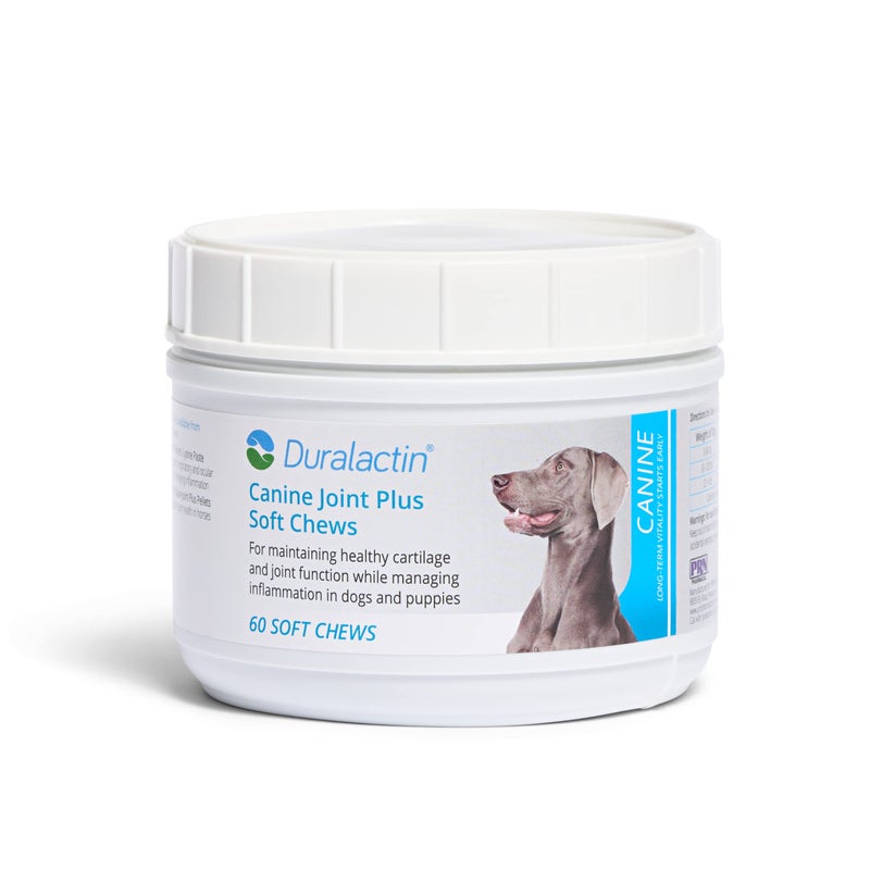 PRN Pharmacal Duralactin Canine Joint Plus Joint Health Supplement for Dogs Puppies to Support Healthy Cartilage Levels Joint Function While Helping Manage Soreness 60 Soft Chews