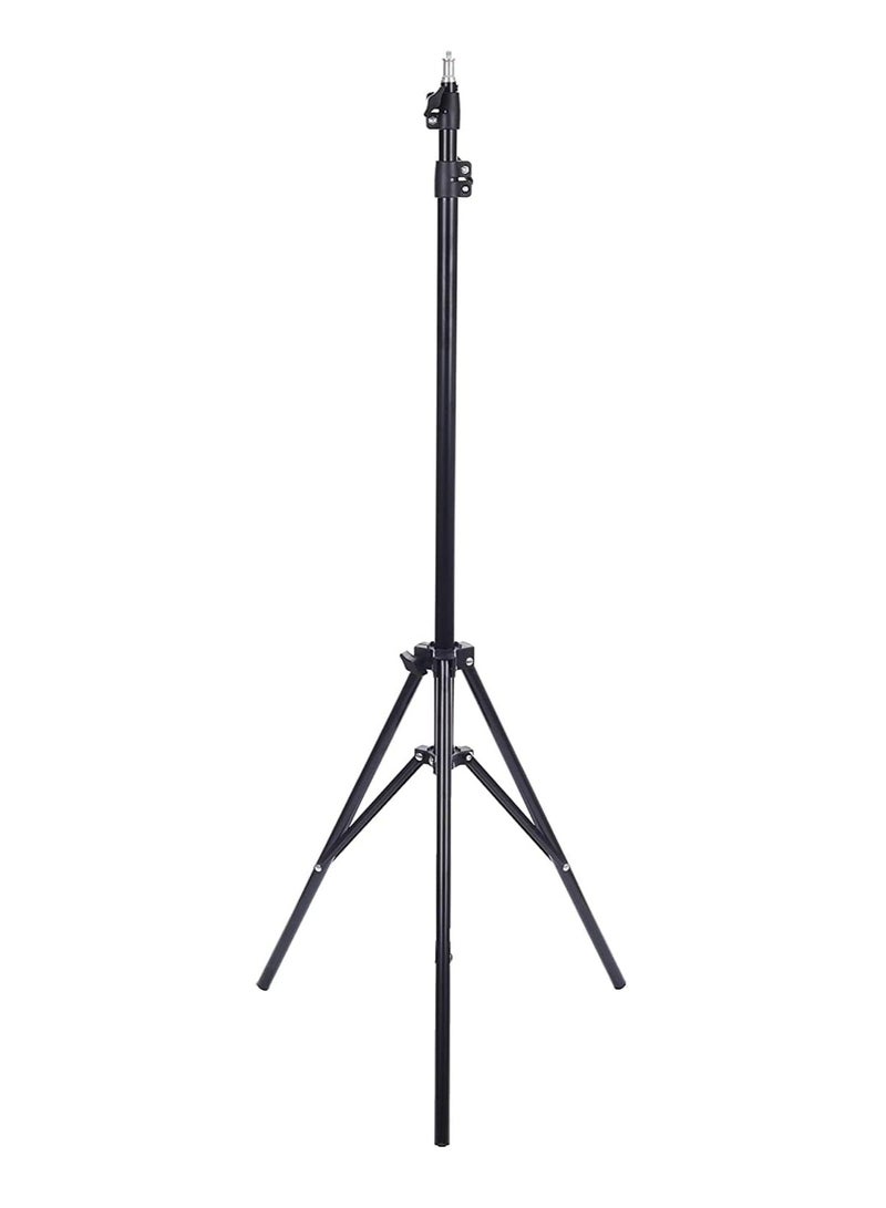 حلقة اضاءة دائرية للبث المباشر والتصوير الاحترافي M-33 مع استدارة 360 درجة 33 سم مع حامل موبايل وحامل ثلاثي 2.1 متر - ابيض و اسود - Image 2