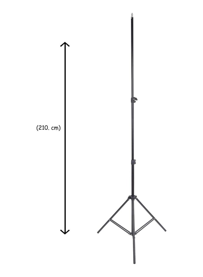 حلقة اضاءة دائرية للبث المباشر والتصوير الاحترافي M-33 مع استدارة 360 درجة 33 سم مع حامل موبايل وحامل ثلاثي 2.1 متر - ابيض و اسود - Image 3