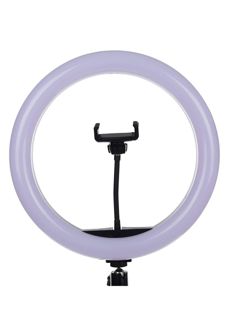 حلقة اضاءة دائرية للبث المباشر والتصوير الاحترافي M-33 مع استدارة 360 درجة 33 سم مع حامل موبايل وحامل ثلاثي 2.1 متر - ابيض و اسود - Image 5
