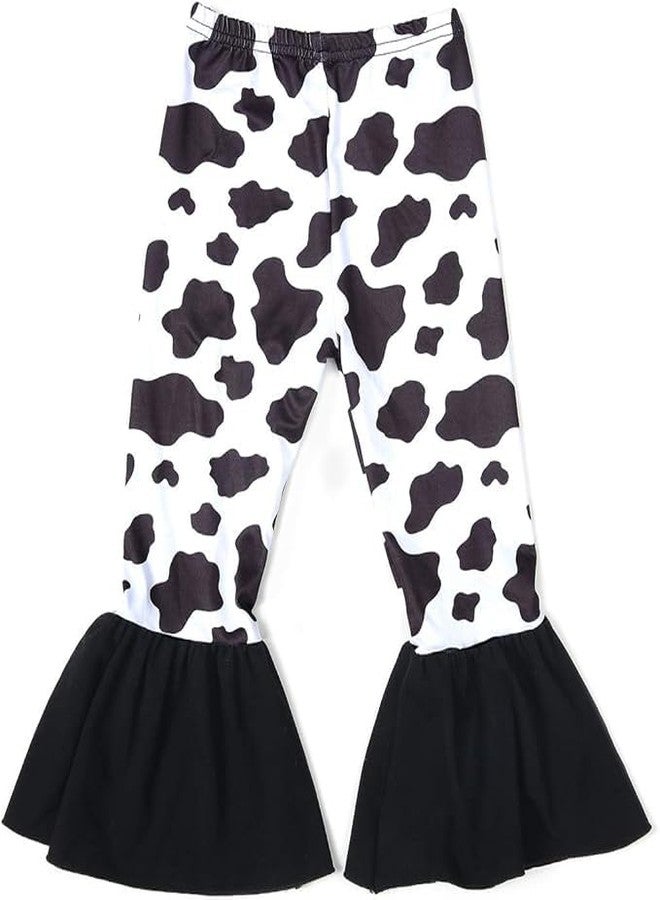 DACSOIT Toddler Girls Ruffle Leggings Cow Printed Flare Pants Bell Bottoms 3-4T - Image 1
