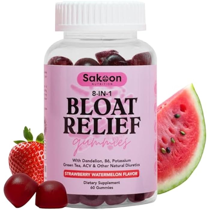 Sakoon nutrition Bloating Relief Gummies for Women - Green Tea, ACV, Dandelion, Buchu Leaf, Natural Digestion Support, 60 Gummies, Watermelon Flavor - Image 1