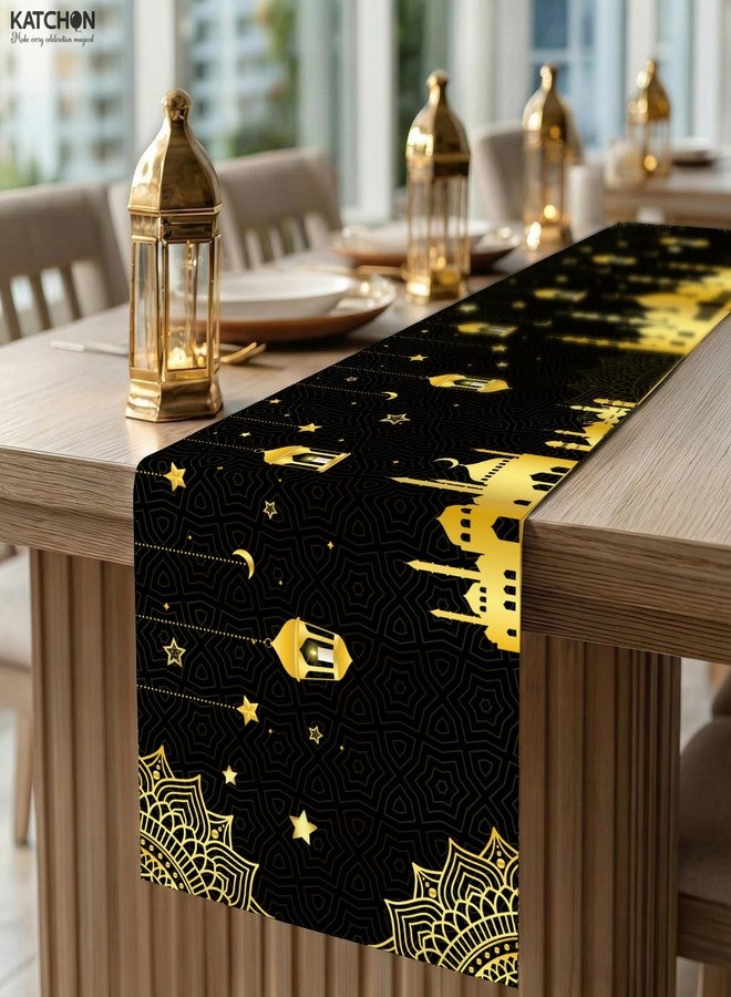 KatchOn, Black and Gold Ramadan Table Runner - 72*13 Inch | Eid Mubarak Table Runner for Eid Decorations | Ramadan Decorations | Islamic Decor - Image 4