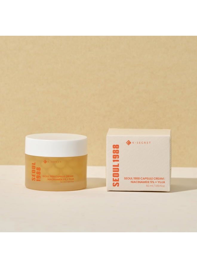 K-SECRET KSECRET SEOUL 1988 Capsule Cream : Niacinamide 5% + Yuja, For Anti-aging, brightening, texture improvement, hydration, 1.69 fl.oz./50ml - Image 1