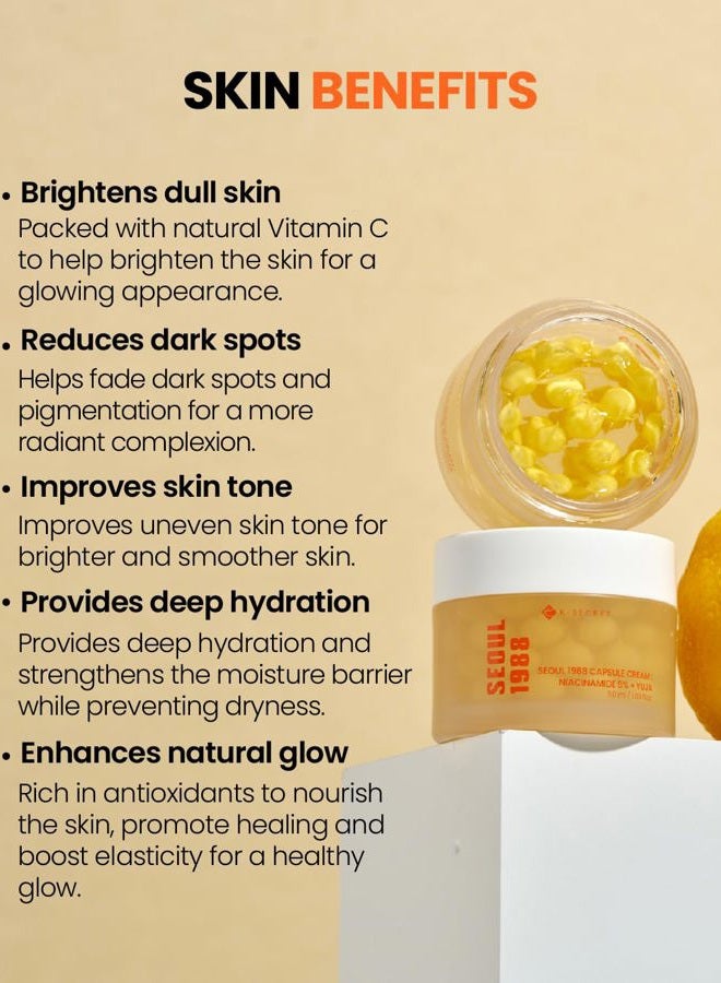 K-SECRET KSECRET SEOUL 1988 Capsule Cream : Niacinamide 5% + Yuja, For Anti-aging, brightening, texture improvement, hydration, 1.69 fl.oz./50ml - Image 5