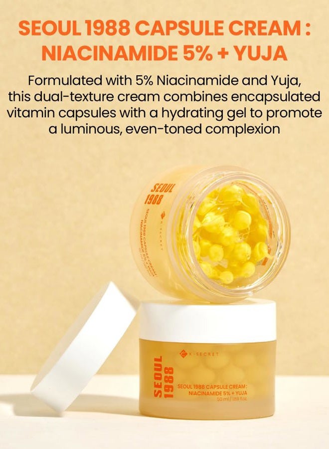 K-SECRET KSECRET SEOUL 1988 Capsule Cream : Niacinamide 5% + Yuja, For Anti-aging, brightening, texture improvement, hydration, 1.69 fl.oz./50ml - Image 2