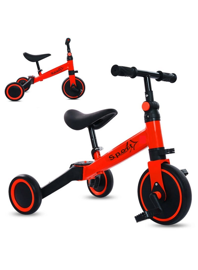 5 in 1 Toddler Bike Tricycle for Toddlers Ages 1-4 Kids Tricycle Seat Height Adjustable Baby Balance Bike Ride-On Toy with Removable Pedals Boys and Girls Toy Bicycle - Image 1