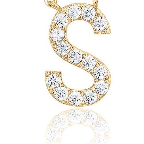 PAVOI 14K Yellow Gold Plated Cubic Zirconia Initial Necklace | Letter Necklaces for Women | S Initial - Image 3