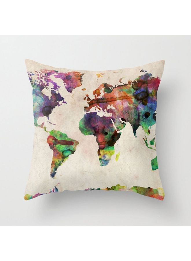 NIBEMINENT Map Printed Decorative Cushion Cover Multicolour