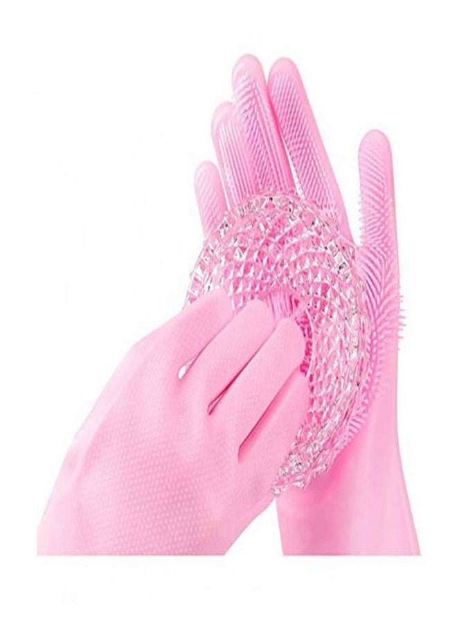 2-Piece Silicone Scrubbing Gloves Set Pink - Image 3