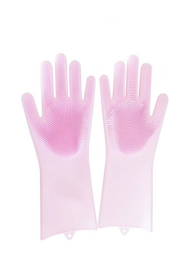 2-Piece Silicone Scrubbing Gloves Set Pink - Image 2