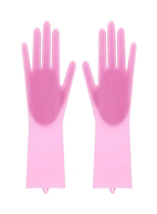 2-Piece Silicone Scrubbing Gloves Set Pink - Image 1