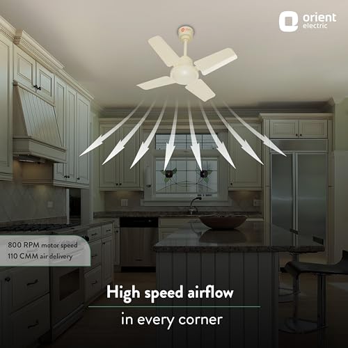 Orient Electric 600 MM New Air Plus | 4 Blade Small Ceiling Fan for Kitchen | 100% Copper Motor | Aluminium blades | 24 Inch Fan | 2 Years Warranty | Ivory - Image 2