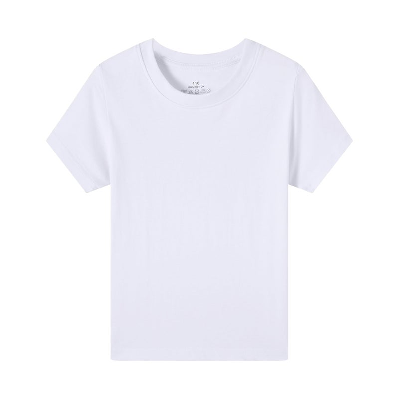Huata 2 Packs Boys Girls T-Shirt Short Sleeve Crewneck Tee(White,6Y) - Image 5