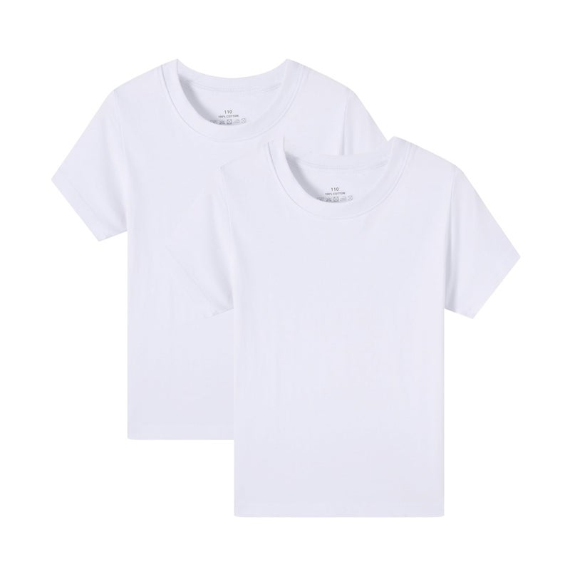 Huata 2 Packs Boys Girls T-Shirt Short Sleeve Crewneck Tee(White,6Y) - Image 1