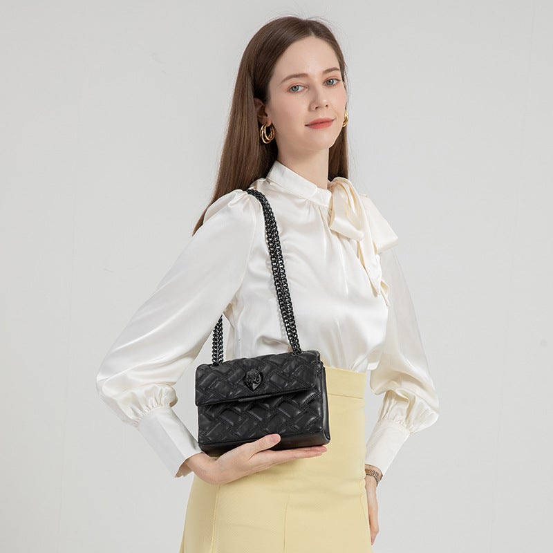 Kurt Geiger Black Chain Shoulder Crossbody Bag with Small Square Design - Image 4