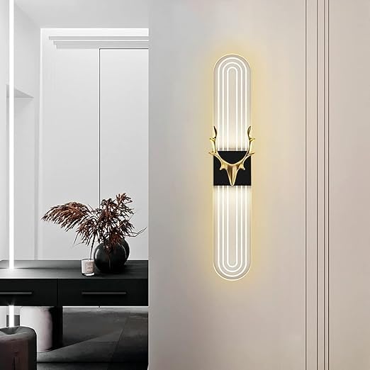SHRI MAHAL ANTIQUES LED Wall lamp dimmable Modern Bedside lamp Indoor Metal Porch Light Decorative Antler Long Wall lamp Black Living Room Bedroom Childrens Room Staircase Main Background Wall Light - Image 1
