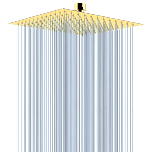 Voolan Rain Shower head, High Pressure Shower Head Made of 304 Stainless Steel, Relaxed Shower Experience Even at Low Water Flow and Pressure (10" Gold) - Image 1