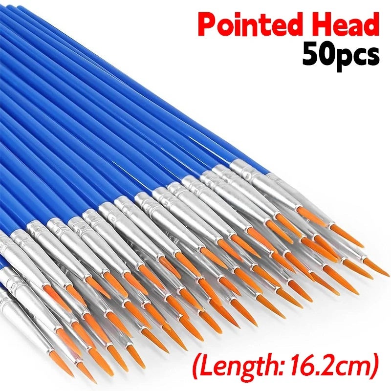 Painting Brushes Set Flat Pointed Head Tip Nylon Hair Paint Brush Acrylic Watercolor Oil Paint Brushes for Artist School Supply - Image 1