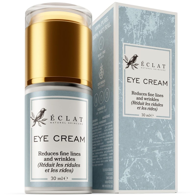 Eclat Skincare Under Eye Cream for Dark Circles  Puffiness  Anti Aging Formula for Wrinkles  Moisturizer for Fine Lines Crows Feet  Eye Bags  Hydrating Treatment for Firming  Smoothing 30ml