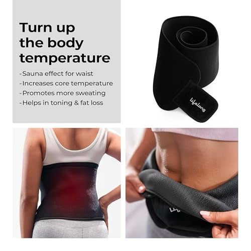 Lifelong Sweat Belt | for Stomach | Men and Women | Non-Tearable Sauna Waist Trainer-Belt | Neoprene Waist Trimmer for Gym, Yoga, Running and Fitness | Adjustable Slimming-Belt (Black, Size L) - Image 3