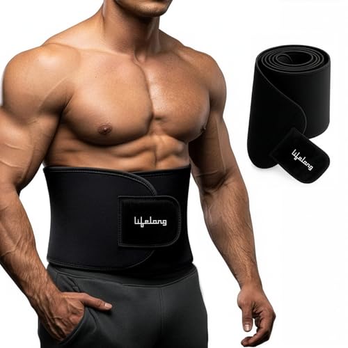 Lifelong Sweat Belt | for Stomach | Men and Women | Non-Tearable Sauna Waist Trainer-Belt | Neoprene Waist Trimmer for Gym, Yoga, Running and Fitness | Adjustable Slimming-Belt (Black, Size L) - Image 1