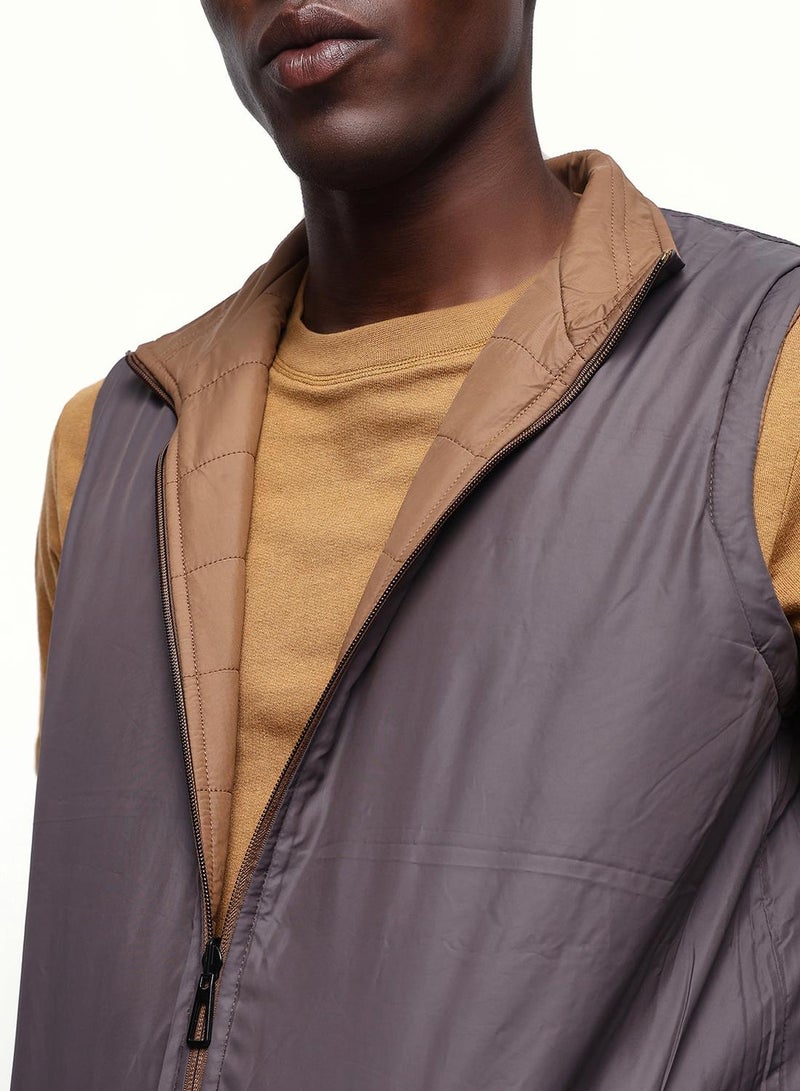 Dennis Lingo Men's Fawn & Chocolate 100% Polyester Gilet Regular Fit Jacket - Image 5