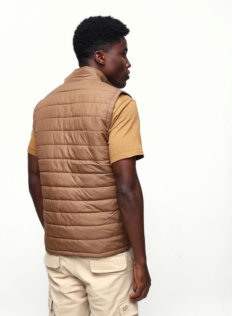 Dennis Lingo Men's Fawn & Chocolate 100% Polyester Gilet Regular Fit Jacket - Image 4