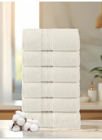 Donetella 6-Pcs Hand Towel Set (40x70 cm) – 100% Combed Cotton 600 GSM | Quick Dry, Ultra-Absorbent, Thick & Plush | Ideal for Spa, Gym, Hotel & Everyday Luxury