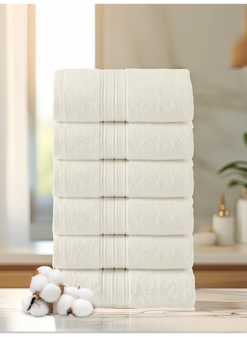 Donetella 6-Pcs Hand Towel Set (40x70 cm) – 100% Combed Cotton 600 GSM | Quick Dry, Ultra-Absorbent, Thick & Plush | Ideal for Spa, Gym, Hotel & Everyday Luxury