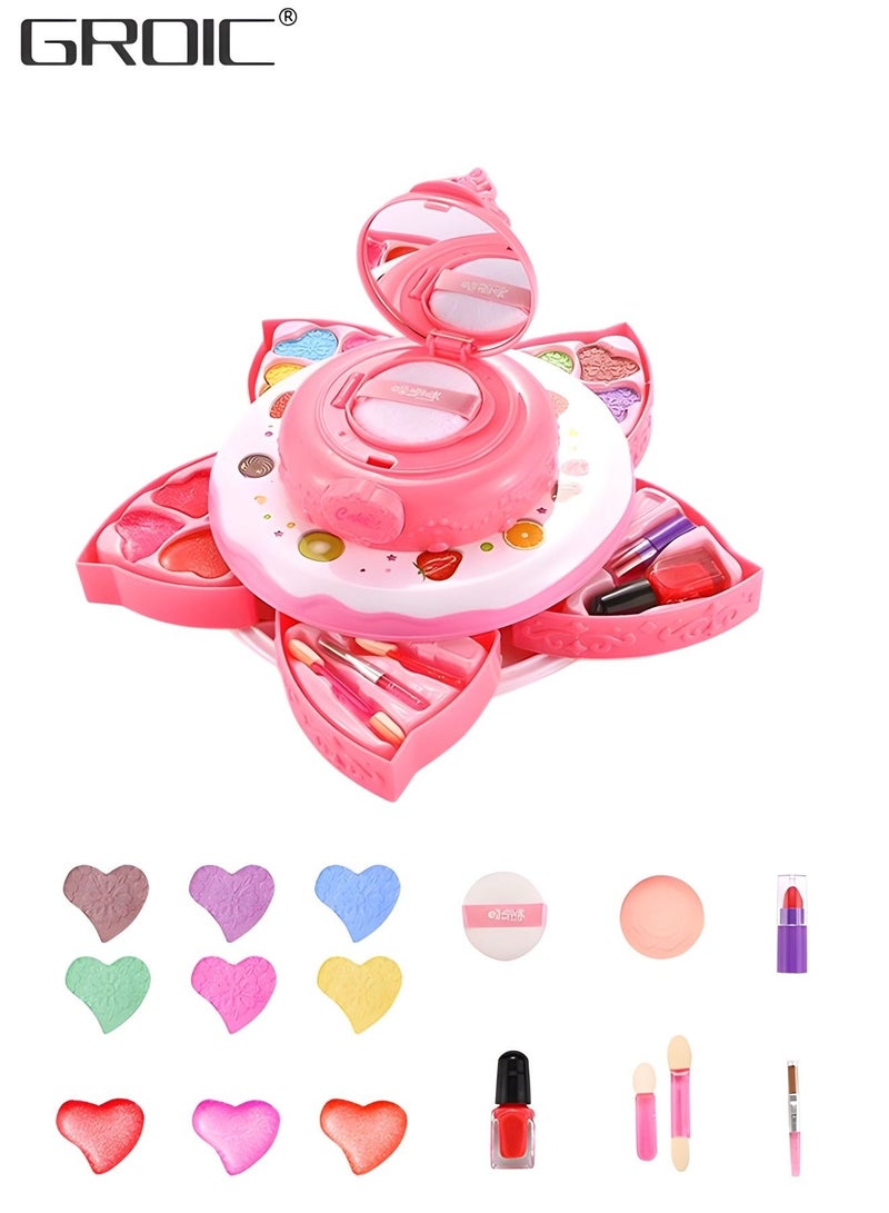GROIC Kids Makeup Kit for Girl, Real Cosmetic Washable Pretend Play Princess Toys Set,Toddler Make up & Non-Toxic Set,Children Dress Up - Image 1