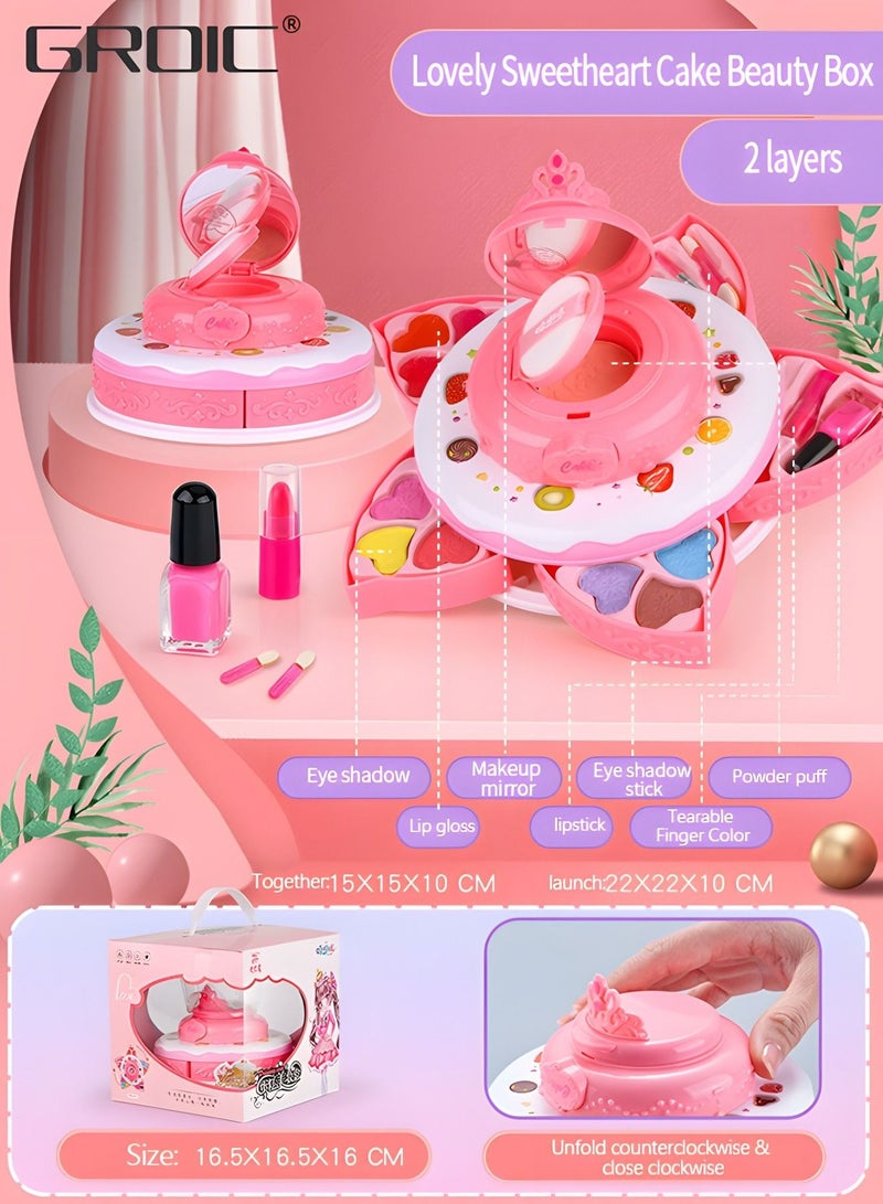 GROIC Kids Makeup Kit for Girl, Real Cosmetic Washable Pretend Play Princess Toys Set,Toddler Make up & Non-Toxic Set,Children Dress Up - Image 5