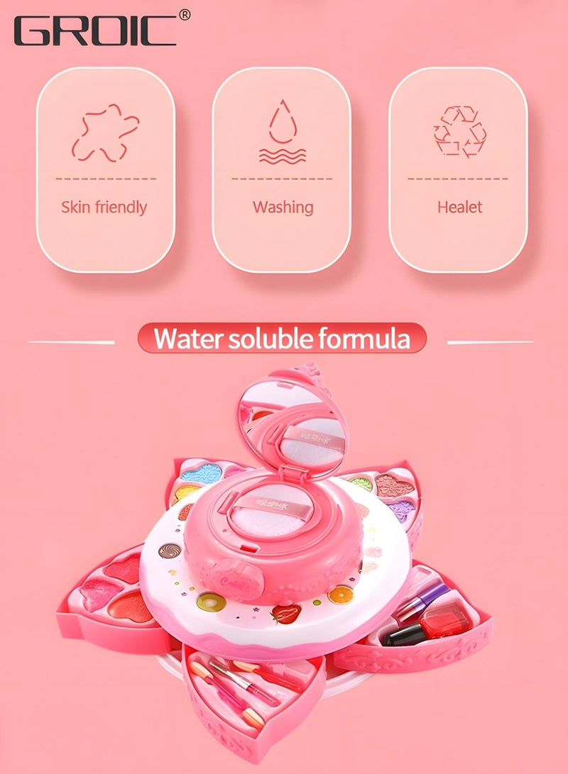 GROIC Kids Makeup Kit for Girl, Real Cosmetic Washable Pretend Play Princess Toys Set,Toddler Make up & Non-Toxic Set,Children Dress Up - Image 4
