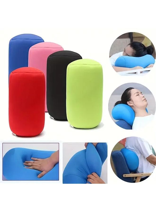 Deep Blue Microbead Cylindrical Pillow 11.81x6.3 Inch Soft Travel Cushion For Home Office Decor - Image 3