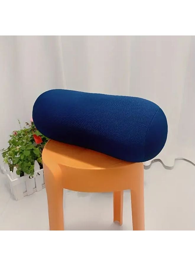 Deep Blue Microbead Cylindrical Pillow 11.81x6.3 Inch Soft Travel Cushion For Home Office Decor - Image 1