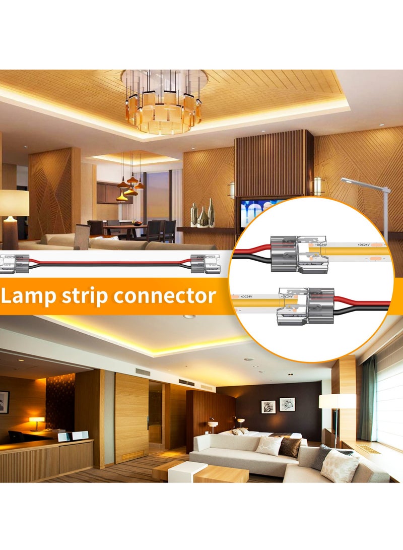 20 Pack Solderless 2 Pin COB LED Connectors, 15cm Double Headed for Low Voltage Single Color Light Strips, Perfect for DIY Projects  - Image 5