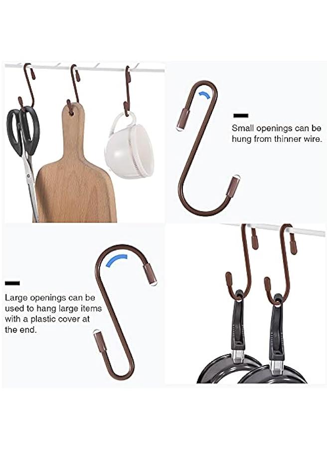 Arabest 36 Pieces S Hooks for Hanging Heavy Duty S Shaped Hook Rack Metal Non Slip Hanger for Stocking Kitchen Pot Utensils Closet Wire Bathroom Bedroom Pan Bag Towel Plant(2.4 Inch,Bronze) - Image 5