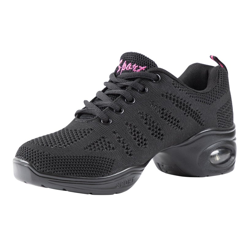 Linodes Womens Breathable Dance Sneaker with Split Sole and Air Cushion Jazz Dance Walking ShoesBlack85M - Image 2