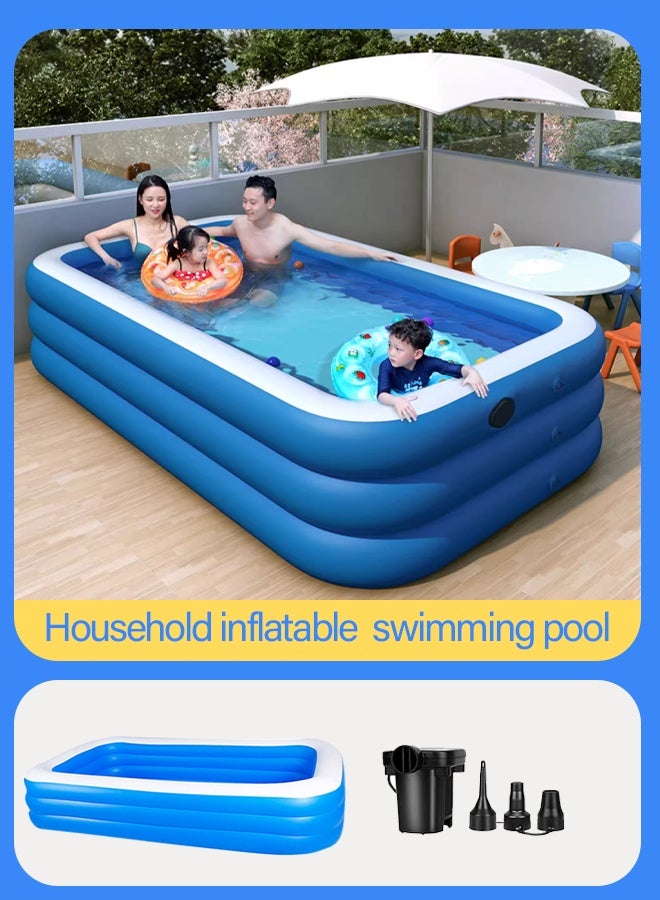 Generic （2.1m）Inflatable swimming pools: perfect for kids, backyard use, with a comfy floor; pools or indoor ball pits; ideal for summer water parties. - Image 1