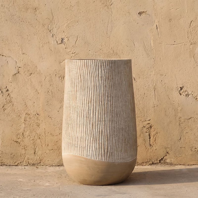 DANUBE HOME Fibre Clay Pots Sand Drift A - 31X31X48.5 Cm, Multi Color, Natural-Looking Pot, Mgo ,For Displaying Flowers, Herbs, Shrubs, Ornamental Plants - Image 1